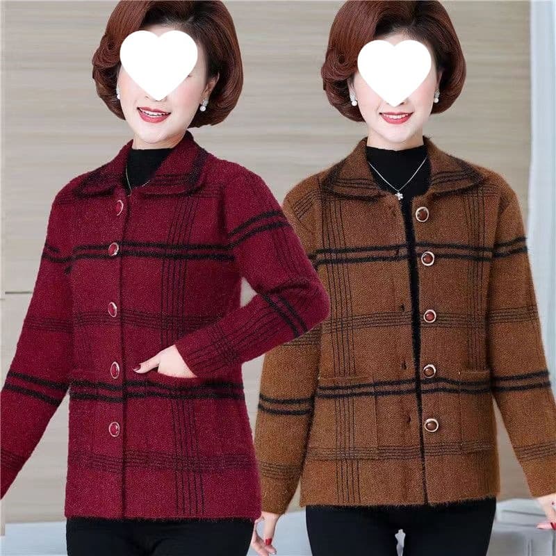 Elderly Women's Clothing Grandma Style Lapel Coat Knitwear Special Price Spring/Autumn Style Grandma Clothes Sweater