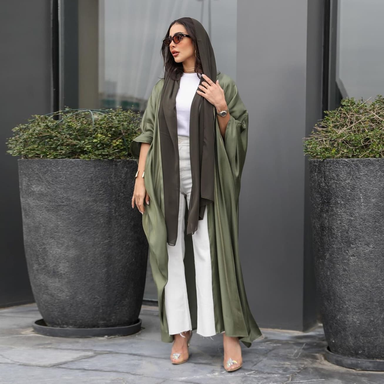 MQ129 Modest Fashion Cardigan Batwing Sleeve Long Robe European Women's Clothing Solid Color Simple Outerwear Premium Feel