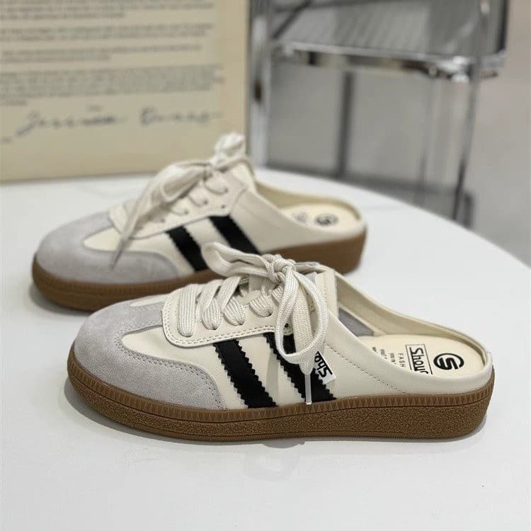 2024 Summer New Hot Selling Women's Mules, Slip-On Genuine Leather, Round Toe, Vintage Flat Casual Shoes, Trendy