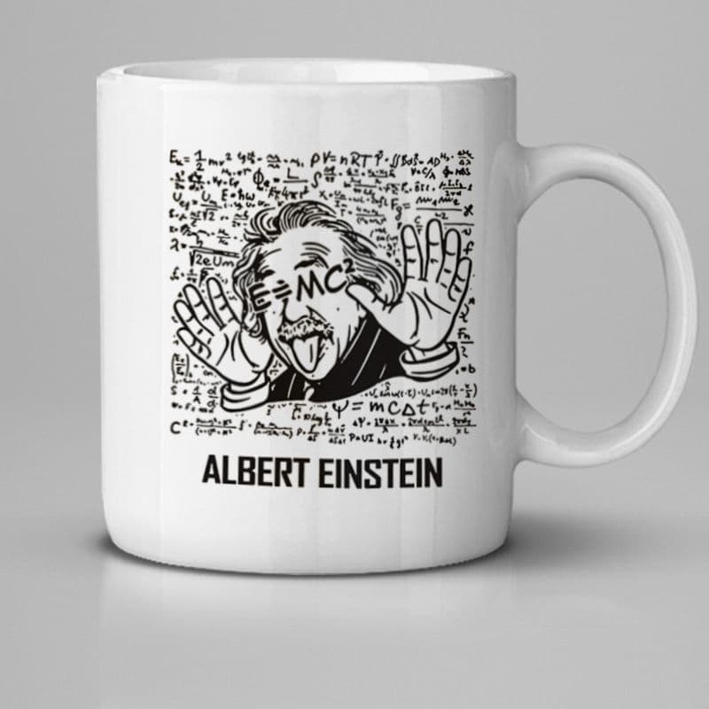 Hand-Painted Ceramic Einstein Scientist Physicist Water Cup Simple English Home Use Mug Universal Style Not Imported Gift
