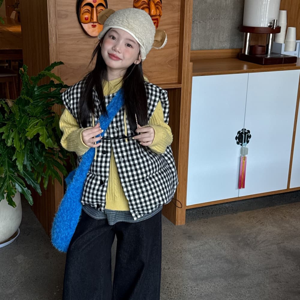 Flower and Seeking Children's Clothing Girls' Vest 2025 Autumn/Winter New Korean Style Plaid Down Vest Lazy College Style Trendy Kids