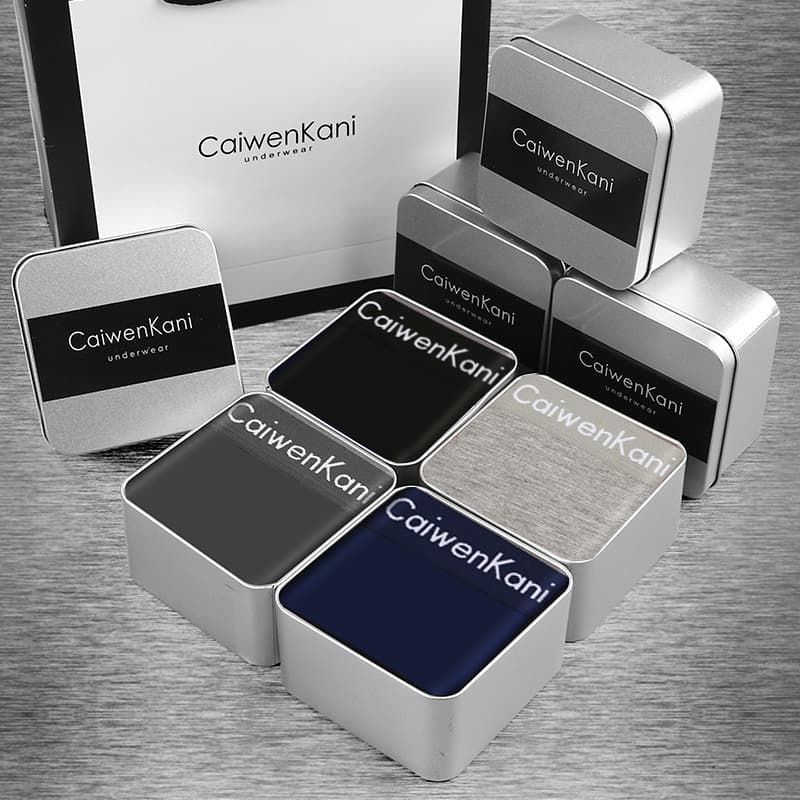 Men's Modal Cotton Breathable Boxer Briefs with Graphene, Four-Pack Gift Box in Tin