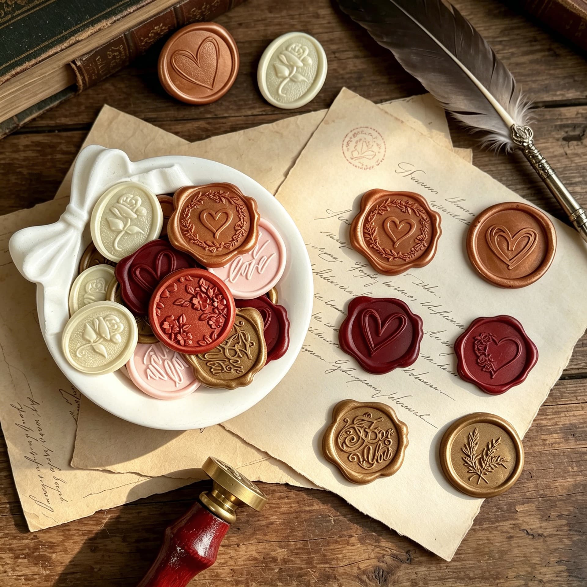 Vintage Wax Seal Stamp Finished Wax Seal for Wedding Invitation Envelope Closure, Multiple Color Patterns Available