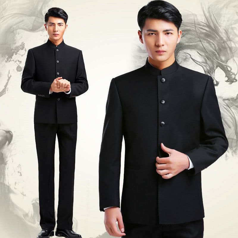 Mao suit men's suit youth Chinese stand collar slim performance retro groom wedding dress style Tang suit