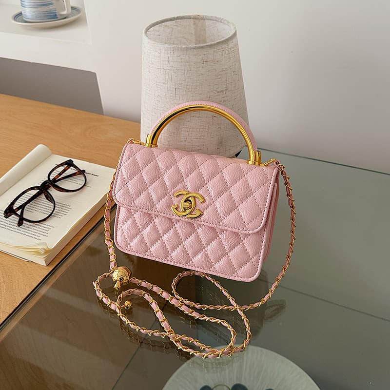 Small Fragrance Style Women's Bag Diamond Quilted Stitched Shoulder Square Bag Light Luxury Hot-Selling Crossbody Chain Bag Handbag Small Tote