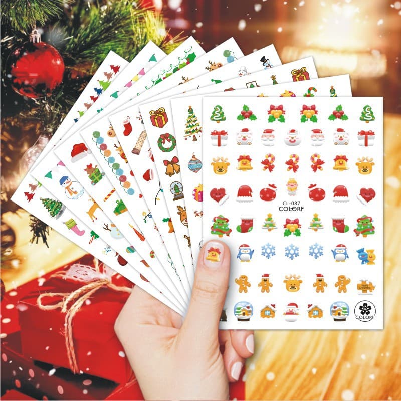 Cross-border e-commerce best-selling CL simulated gold foil nail stickers, Christmas decorations, snowman and snowflake nail stickers, laser wholesale.