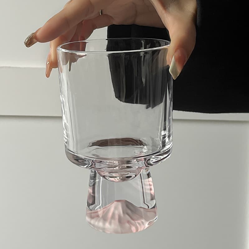 Pink Mountain Glass Cup Tumbler High-End Niche Creative Stemmed Drink Cup Coffee Cup Cone Cup Wine Glass