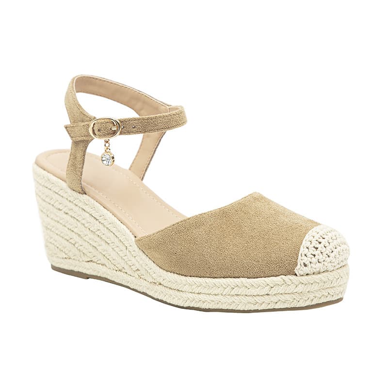 European and American Fashion Sandals for Women, New Wedge Heel Thick-Soled Sandals with Woven Straw High Heel, Stylish Peep-Toe Casual Sandals