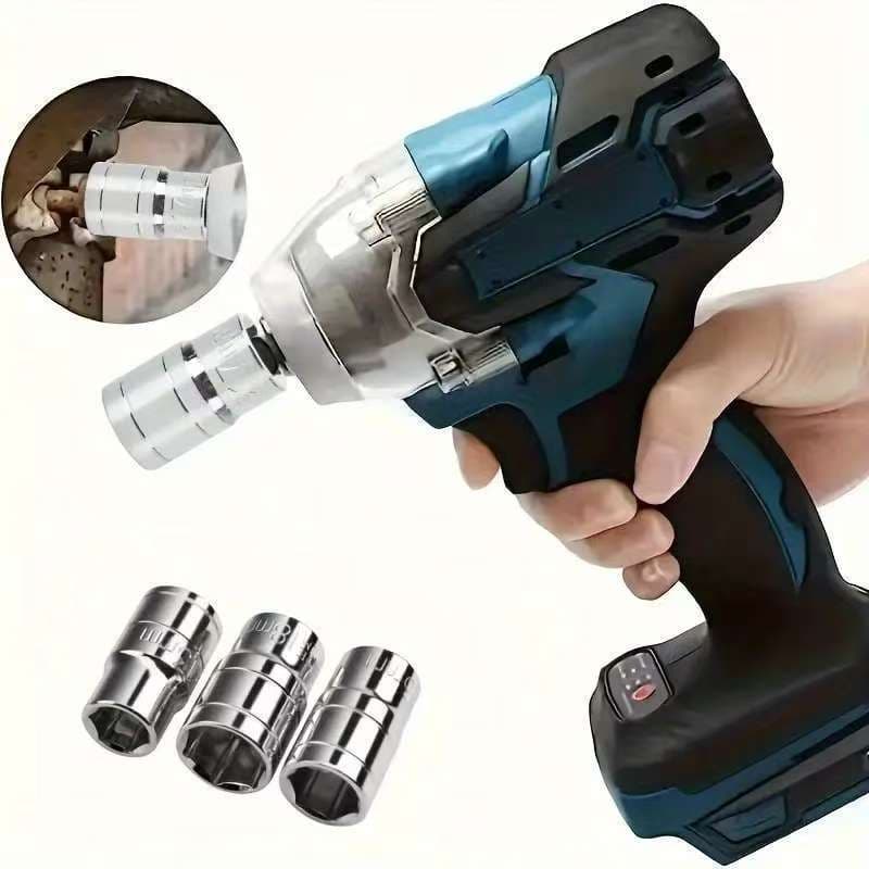 Wireless Impact Wrench Set 1/2-Inch Drive Short Wall Metric Socket Set 10-Piece Large Drive Socket Set