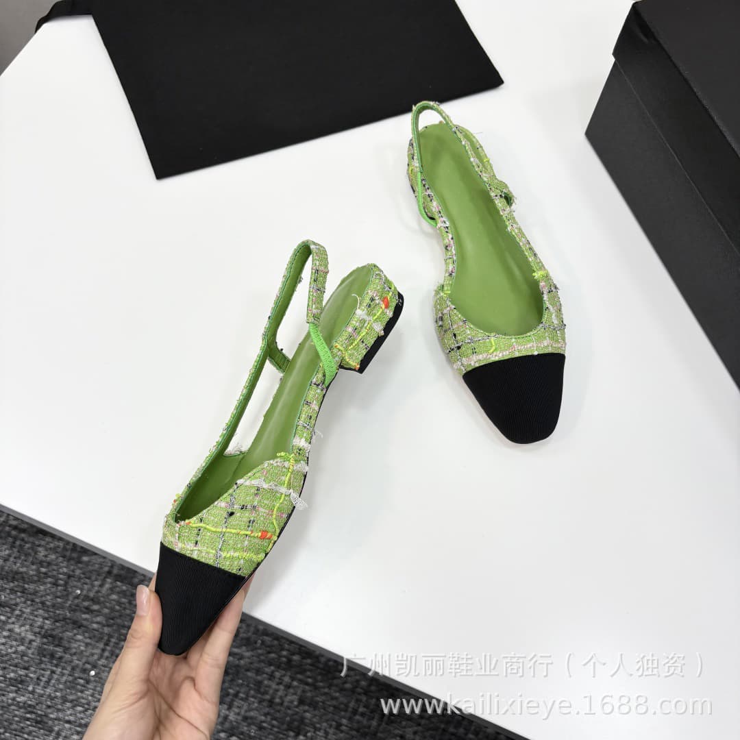 2025 New Style High Edition Backless Sandals Chunky Heel Flat Heel Closed Toe Backless Sandals Classic Mary Jane Shoes Women