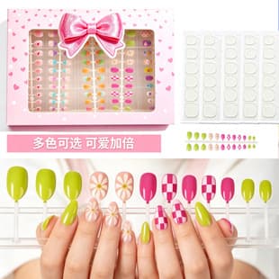 Custom Processing Amazon Children's Pointed Nail Set Custom Wearable Nails Customizable Packaging Kids Nail Strips