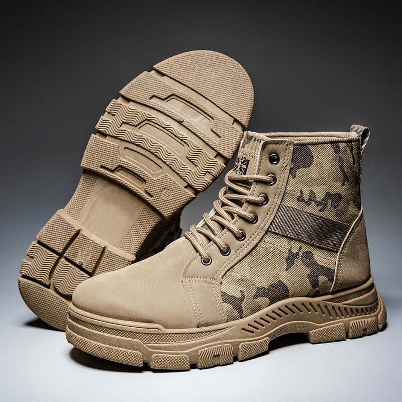 Martin Boots for Men Autumn Casual Fashion High-Top Men's Shoes 2025 New Style Men's Camouflage Canvas Work Shoes Cross-border
