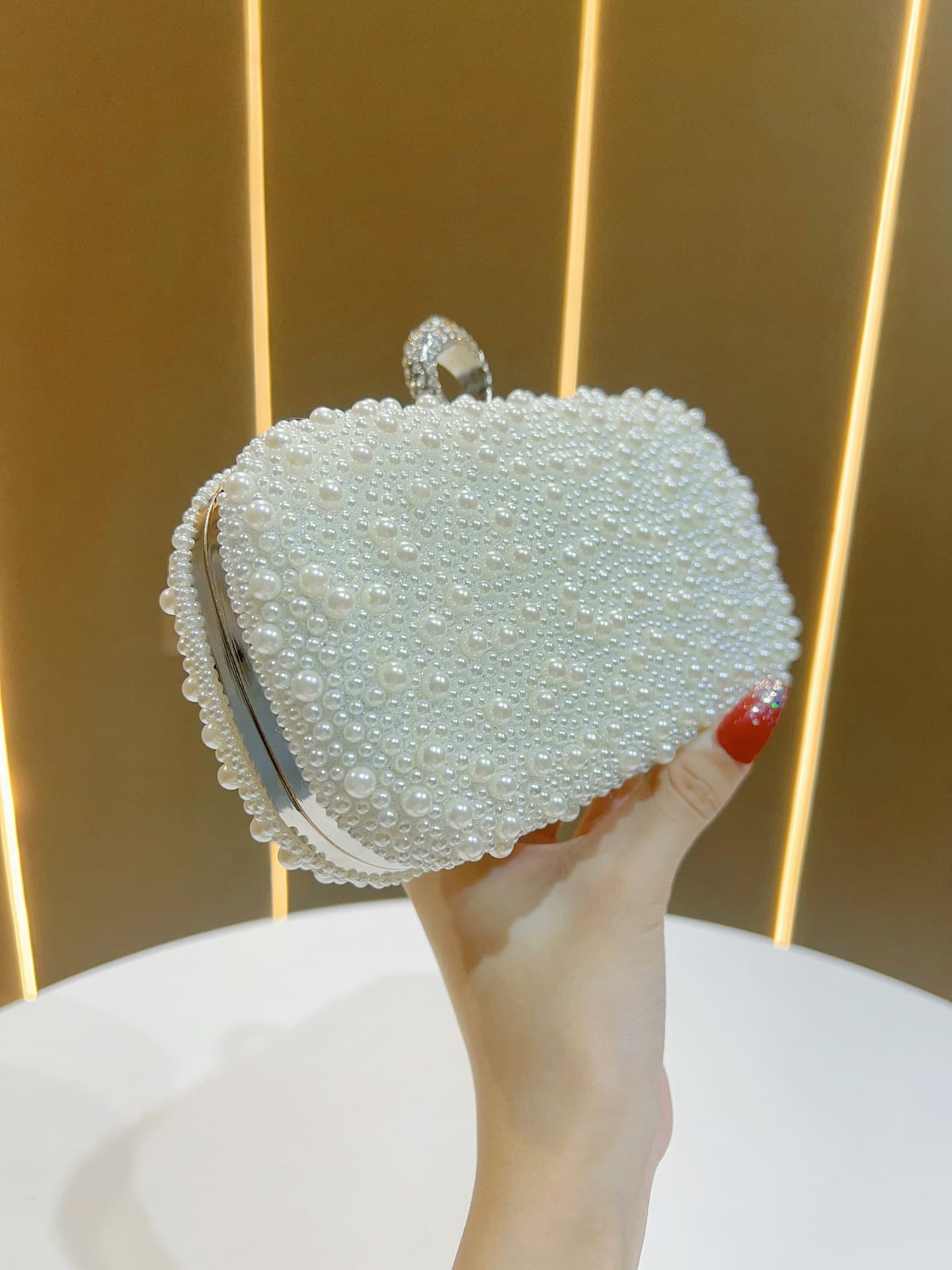 New Celebrity Vintage Pearl Bag for Women, Cheongsam Handbag with Beads and Rhinestones, Evening Clutch for Formal Gowns