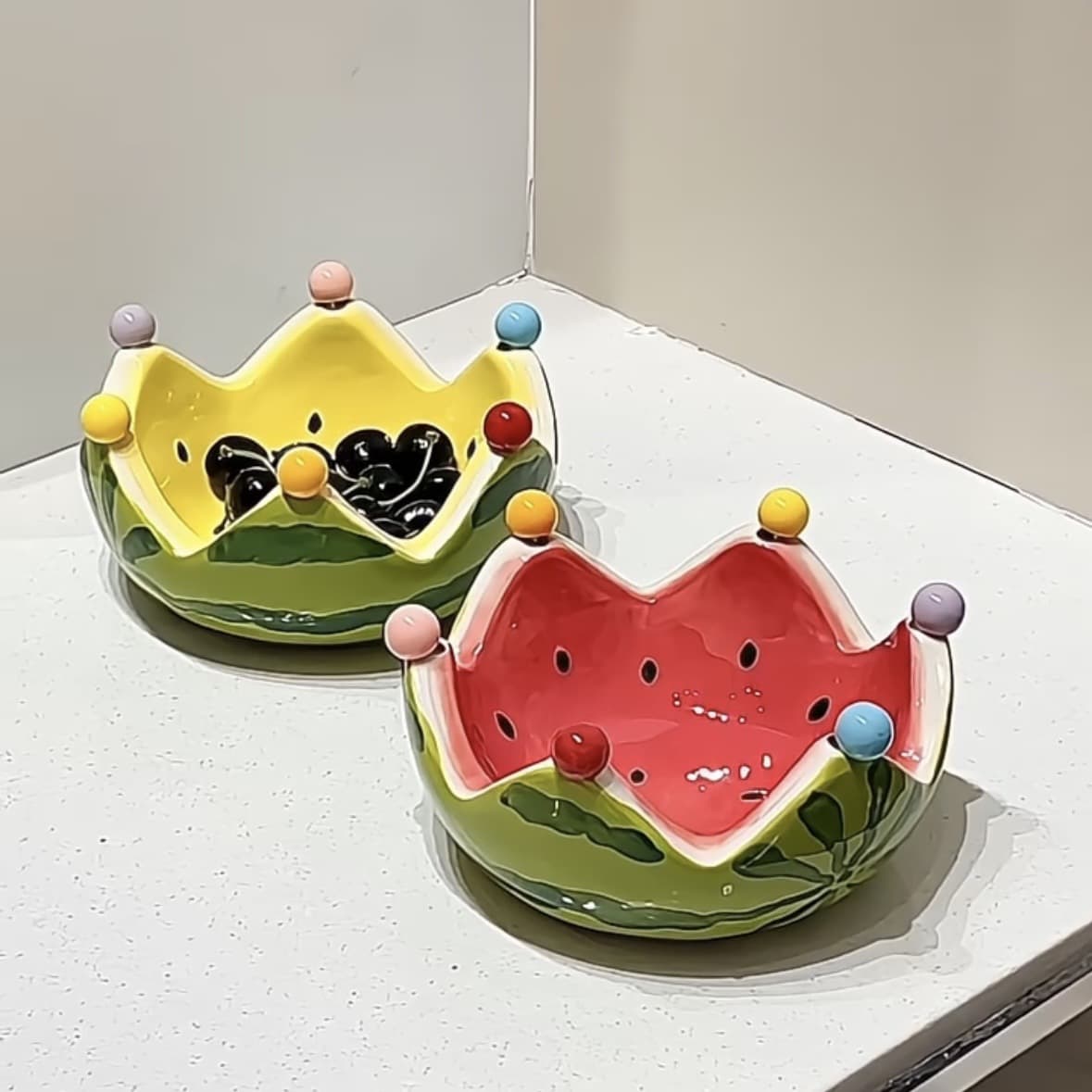 Watermelon Fruit Platter Creative Fruit Fork Watermelon Bowl Ceramic Cute Smoothie Yogurt Bowl Watermelon Cake Dessert Fork