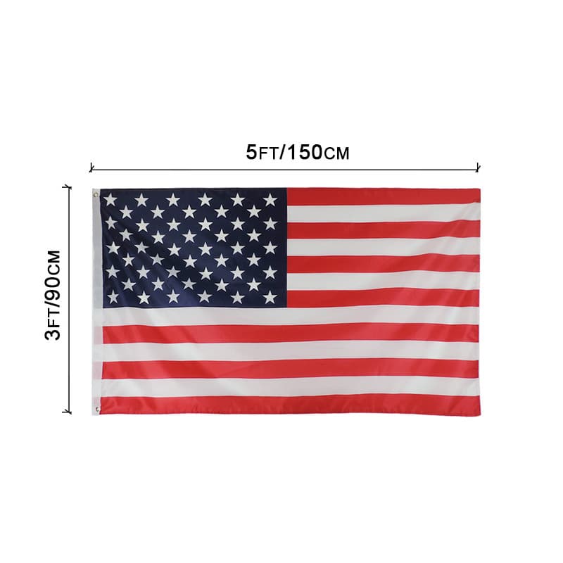 In Stock 75D Polyester American Flag 90x150cm Double-Sided HD Printed Parade Celebration Decorative Flag 1 Piece Wholesale