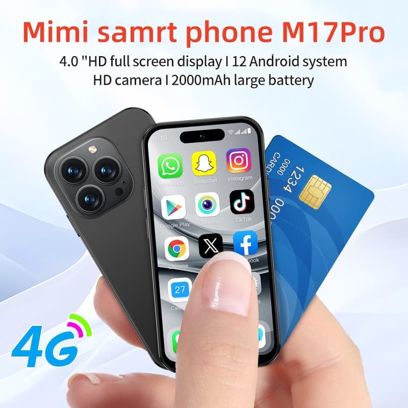 Global Band 4.0 Screen 4G Network GPS Google Caller ID Dynamic Island Mini M17PRO Smart Mini Phone