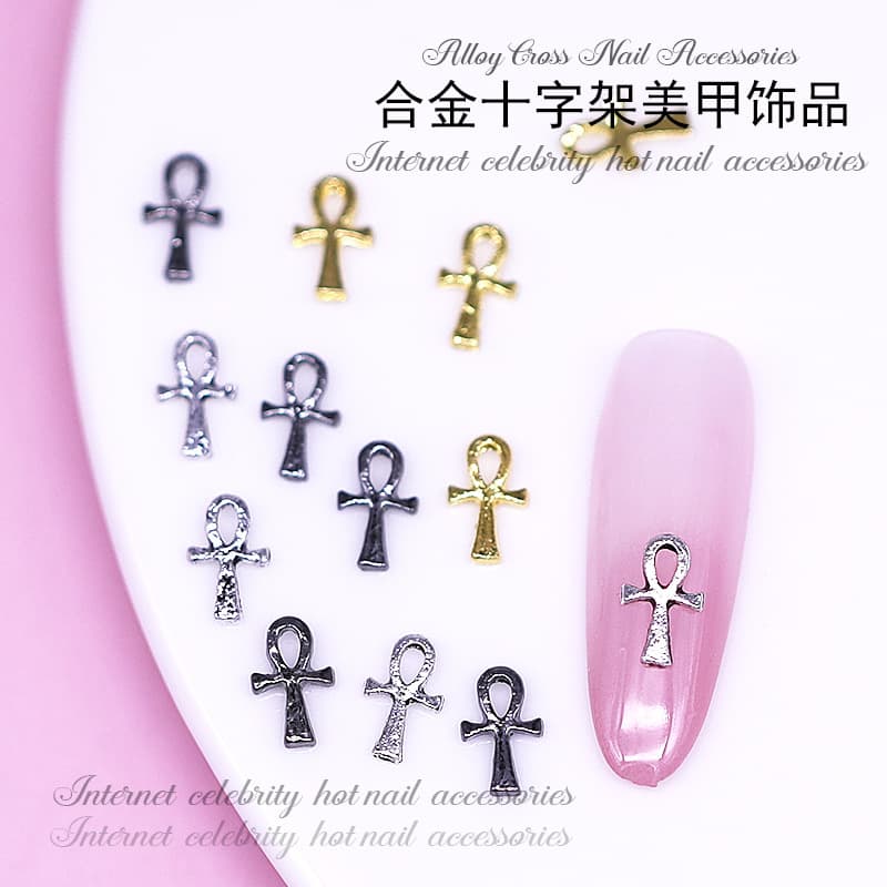 Metal Cross Nail Art Accessories New Light Luxury Gold Nail Accessories Retro Three-dimensional Wear Nail Accessories Pendant
