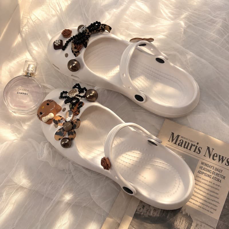 KT Mary Jane Ballet Shoes Sandals Women's Hole Shoes Women's Outdoor One-Strap Sandals Beach Shoes Home Slippers Women