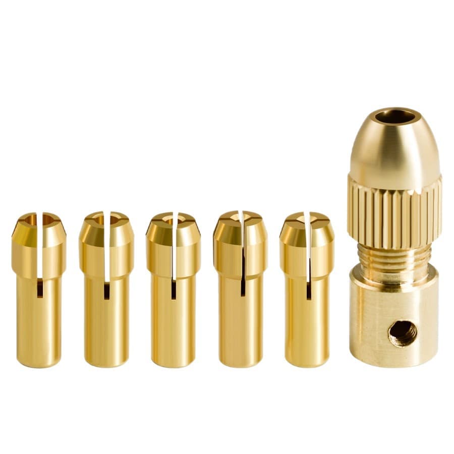 0.5-3mm Mini Drill Self-Tightening Brass Chuck 6pcs Brass Small Hand Drill Woodworking Chuck