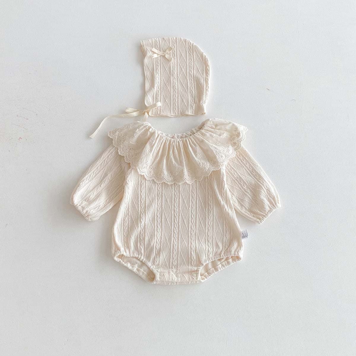 2025 New Autum Baby Girl's Korean Style Round Neck Long-Sleeved Doll Collar Sweet Jumpsuit