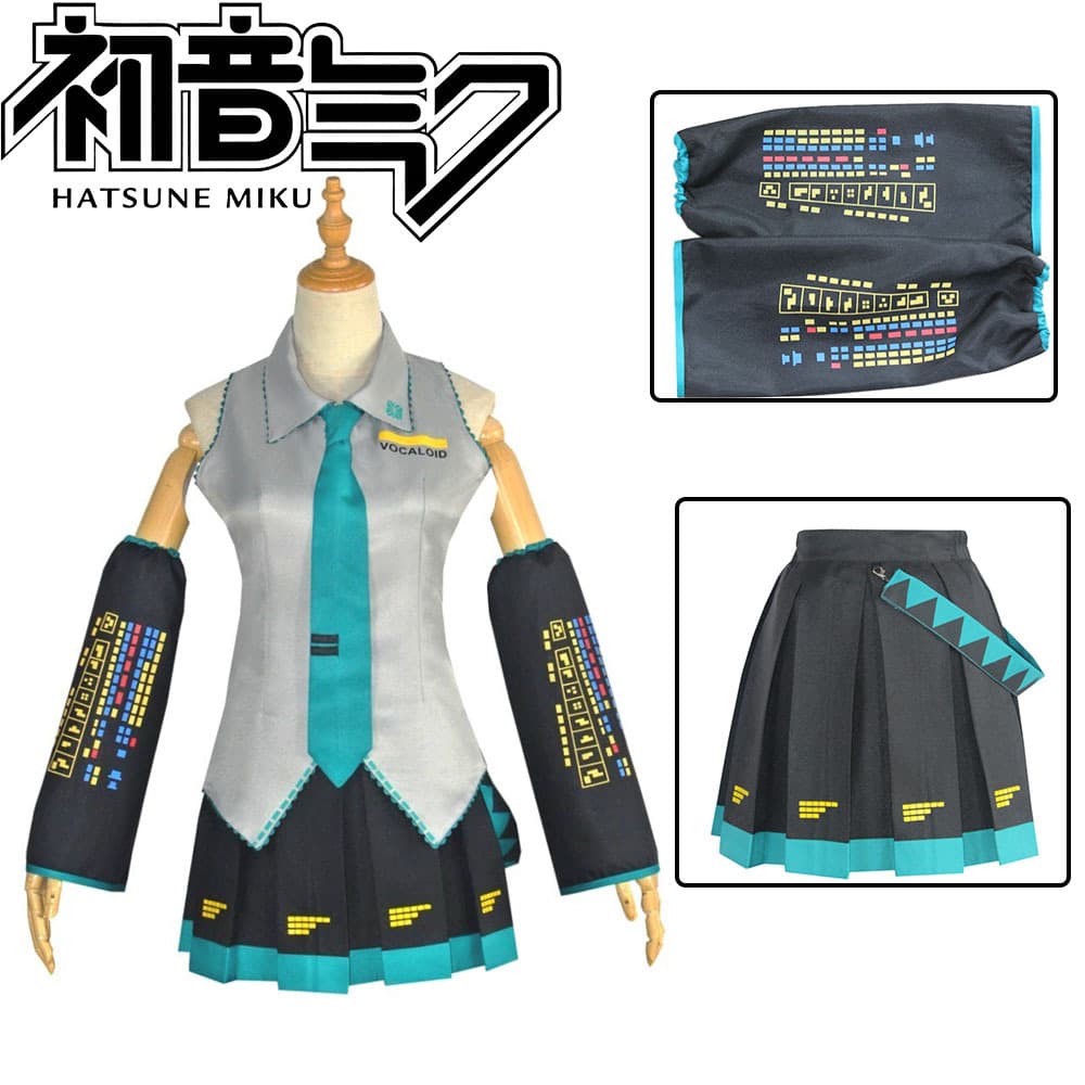 Hatsune Cos Suit Hatsune Miku Official Suit Fabric Cosplay Women's Two-Dimensional Girl JK Suit Full Set