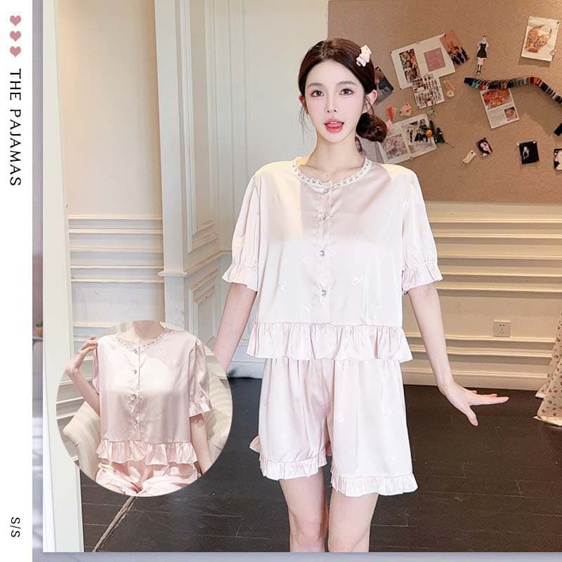 2026 New Fashion 950 Butterfly Jacquard Short Sleeve Women's Casual Summer Korean Style Short Sleeve Shorts Pajama Set