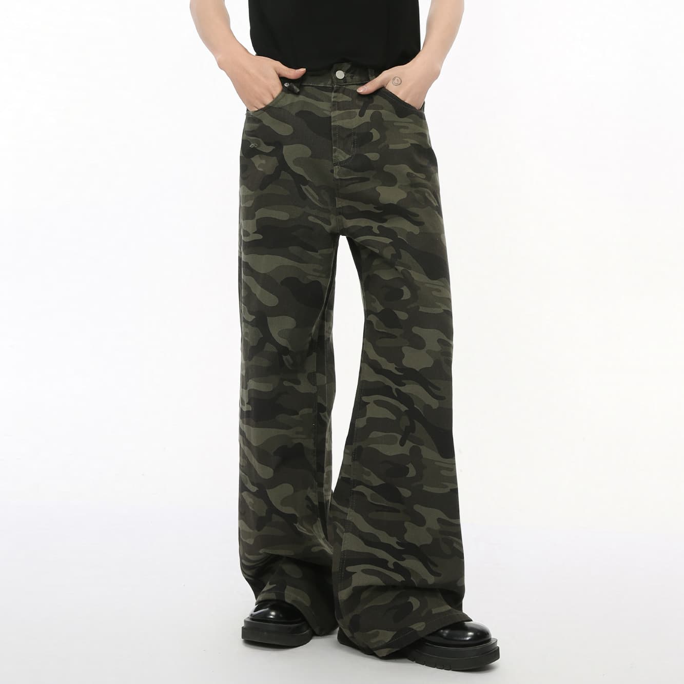 MTLCLOTHES Men's Clothing | American Cleanfit Retro High-Street Camo Straight Wide-Leg Floor-Length Jeans Trend