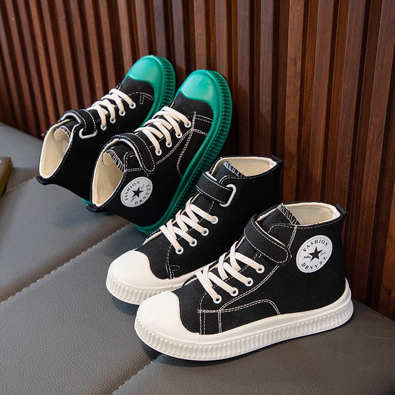 Children's high-top canvas shoes, boys' and girls' sports shoes, autumn new style, ins style, versatile soft-soled casual canvas shoes