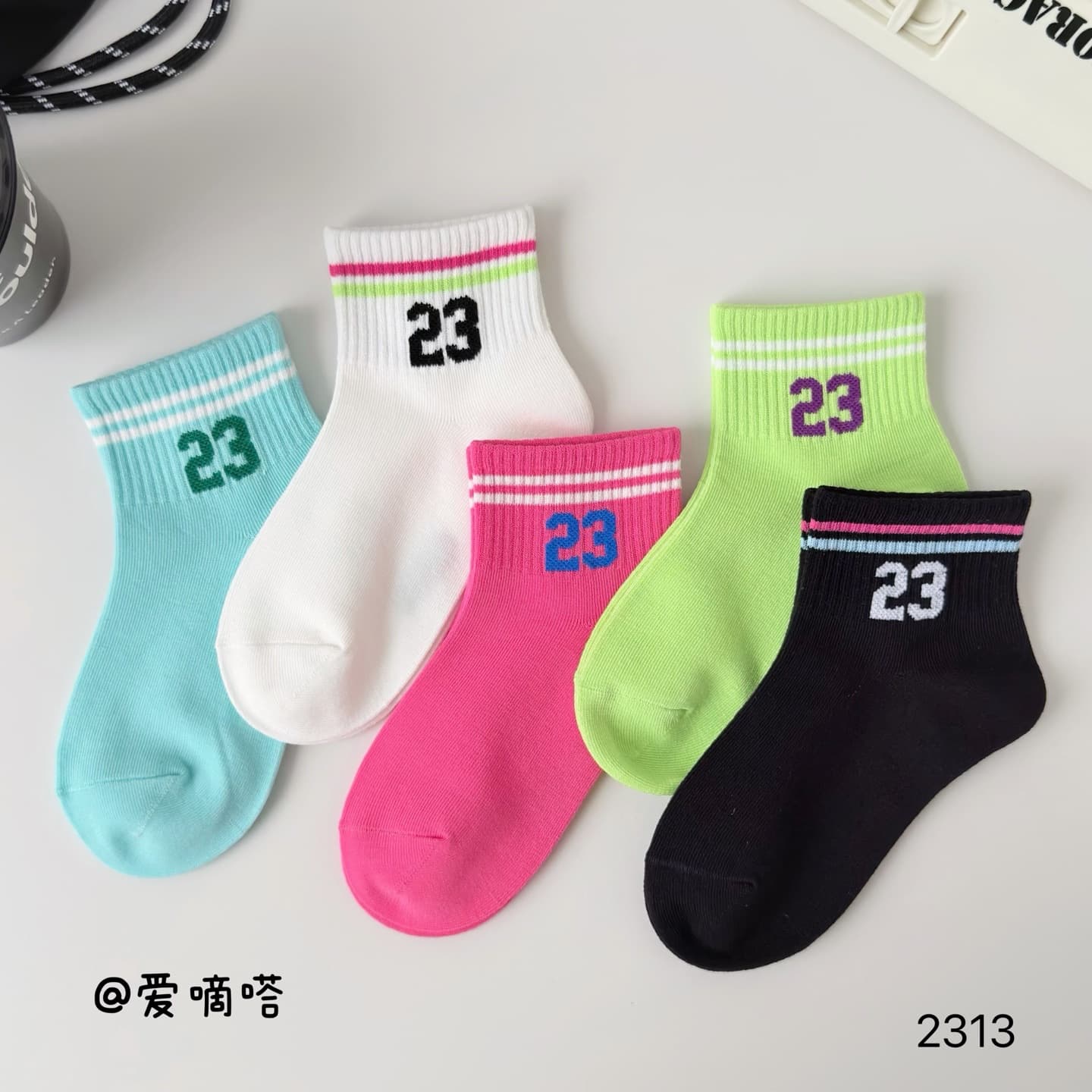 Aidida Kids Socks Spring Style Girls Letter Print Short Crew Combed Cotton Breathable Korean Style Mid Calf Student Socks