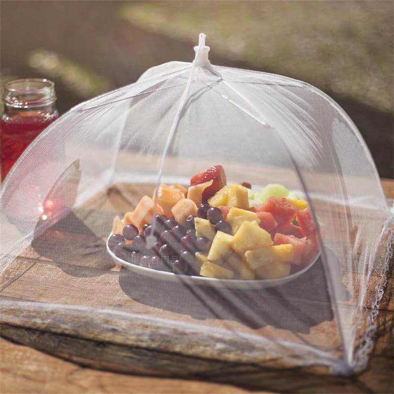 Cross-border Picnic Insect Cover, Household Kitchen Dust-proof Food Cover, Foldable Mesh Square White Lace Lid