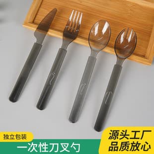 Disposable Spoons Individually Wrapped Thickened Light Meal Western Salad Fork Spoon High-End Takeout Plastic Spoon