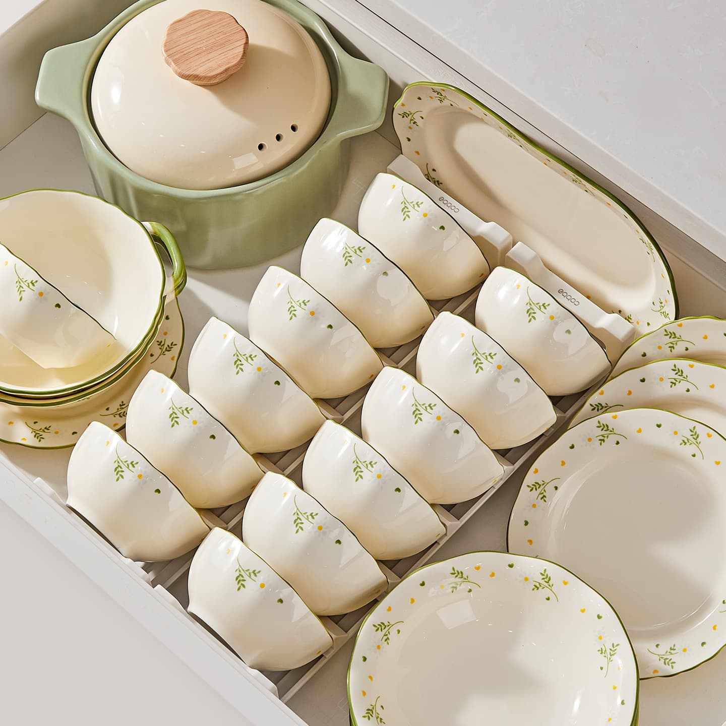 2026 New Countryside Daisy Ceramic Rice Bowl Set for Home Use, 2026 New Bowls, Chopsticks, Plates and Dinnerware Set