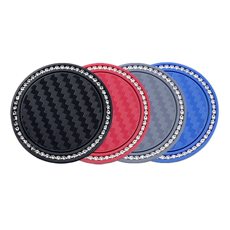 Car Cup Mat with Rhinestones, Soft Silicone PVC Cup Fixing Pad, Crystal Anti-Slip Mat, Cross-Border Hot Seller