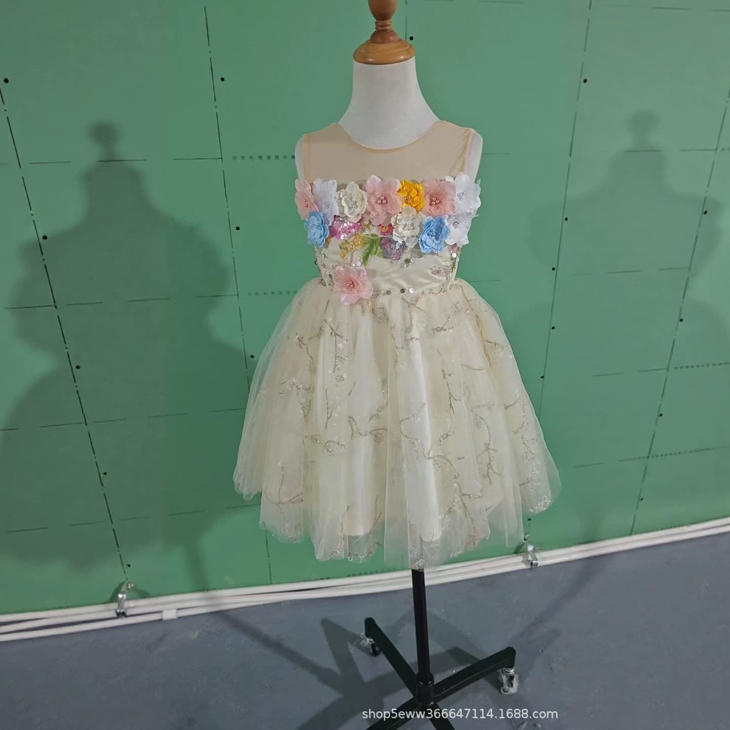 Summer Girl's Dress Luxury Niche High-End Wedding Flower Girl Princess Dress Host Performance Costume