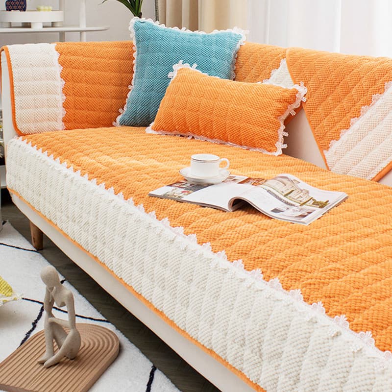 Nuanxin Corduroy Sofa Cushion Cover Anti-Slip Autumn/Winter Style Warm Sofa Slipcover Simple Sofa Cover Cloth Pad