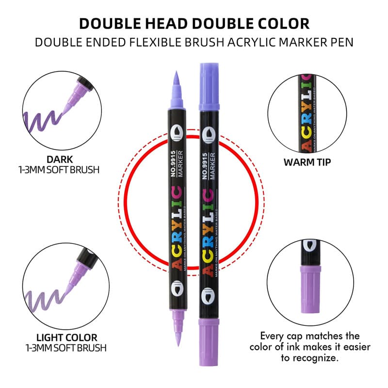 Custom Double-Headed Acrylic Marker Art Graffiti Opaque Paper Stackable Waterproof DIY Hand-Painted Graffiti Acrylic Pen