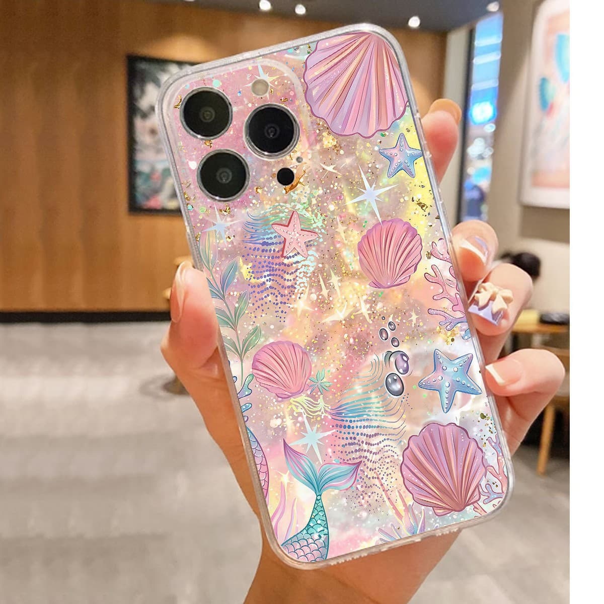 Colorful Shell Anti-Drop Transparent Case for iPhone 14/15/16/17 Series Pro Max Phone Cover Protection
