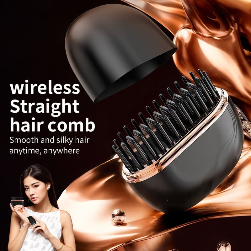 In Stock Straightening Comb New Hair Straightener Lazy Straight Curling Iron Wireless Charging Comb Straight and Curl 2-in-1 Cross-border Bestseller