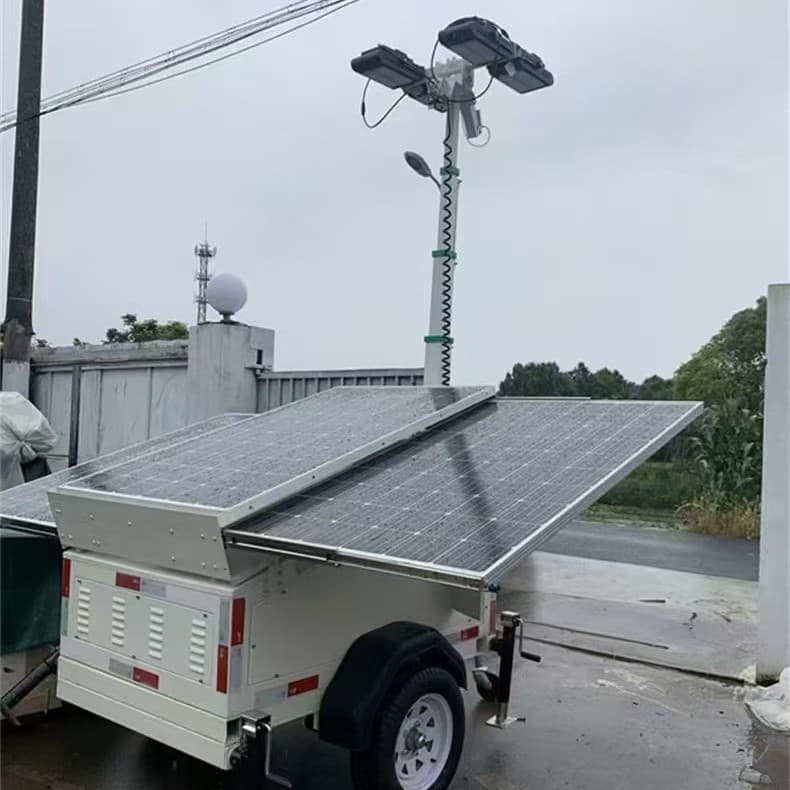 Solar Mobile Lighting Tower Mobile Sentinel Mobile Surveillance Trailer with Lift Solar Mobile Light Tower