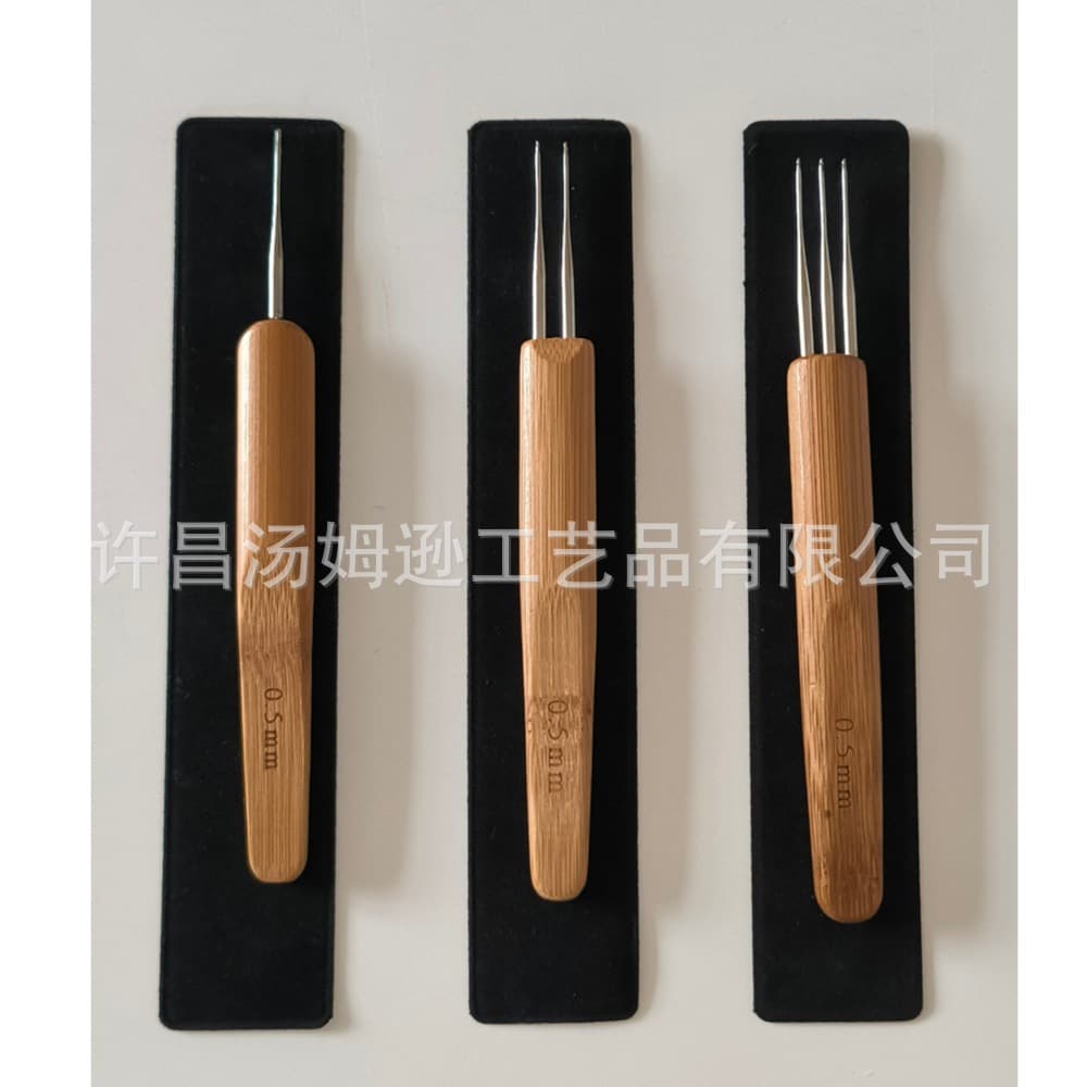 Thomson Bamboo Handle Crochet Needle Dreads Braiding Tool Wig Extension Hair Weaving Hook Hairdressing Accessories