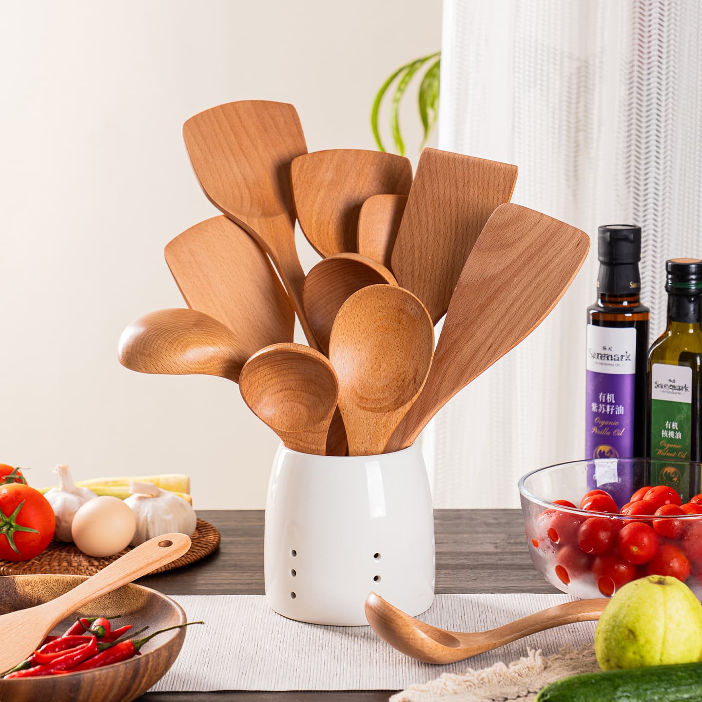 Beech shovel non-stick pot spatula wooden wood cooking household wooden spoon small extended handle wooden cooking spatula wholesale