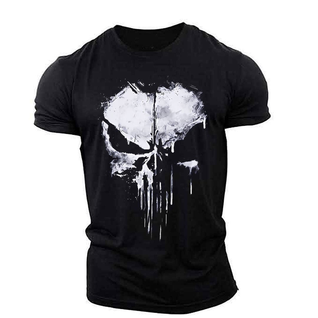 Men's Round Neck Short Sleeve T-Shirt Punisher Skull Print 3D Fashion Personality Trendy