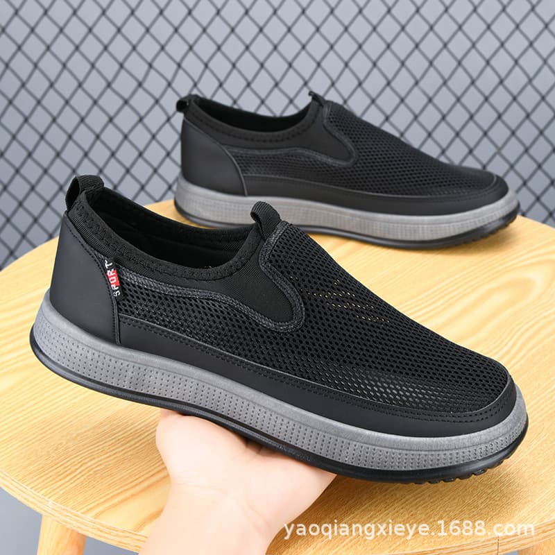 Men's Summer 2024 Old Beijing Cloth Shoes Breathable Sports Shoes Slip-on Dad Shoes Mesh Shoes