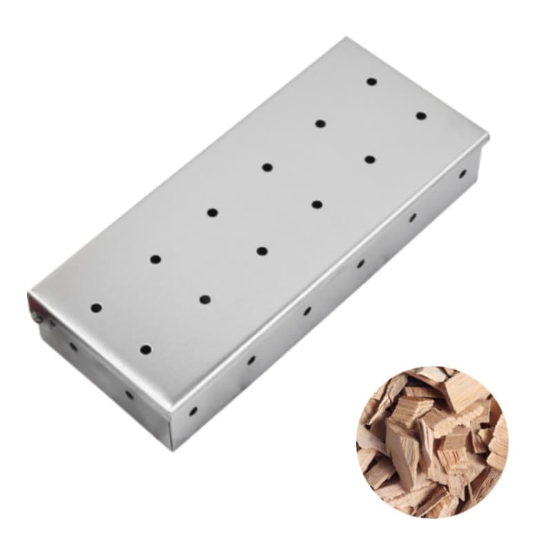 Cross-border Stainless Steel BBQ Smoker Box, Fruitwood Box, Smoked Meat Box, BBQ Accompanied Spice Box