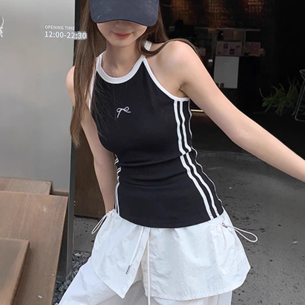 American-style New Trendy Camisole Top for Summer, Versatile Outerwear, Slim-Fit Layering Piece, Chic Backless Design for Women