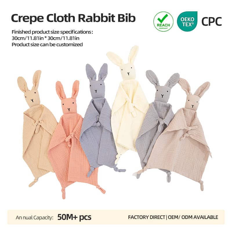 Cross-border Baby Pure Cotton Gauze Security Blanket, Baby Sleep Companion Plush Bunny, Crinkle Fabric Comfort Toy