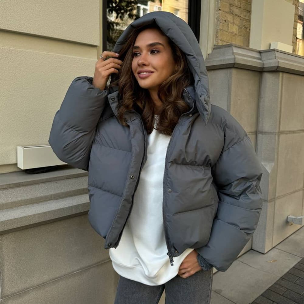 Cross-Border Cotton Jacket Women's 2025 Winter European and American New Cotton Jacket Loose Cotton Jacket Short Hooded Cotton Jacket