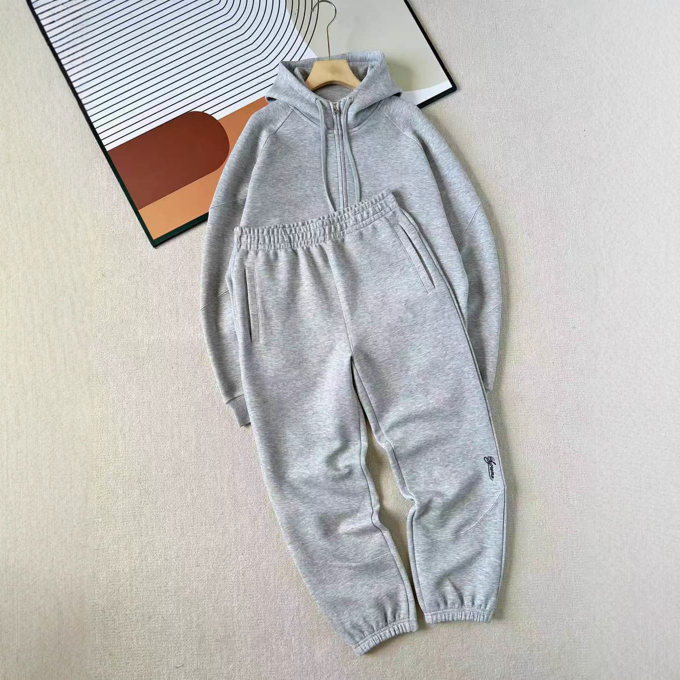 Spring/Autumn New Collaboration Small Hook Embroidery Logo Kangaroo Pocket Hooded Zip Jacket Smooth Silky Double-headed Zipper