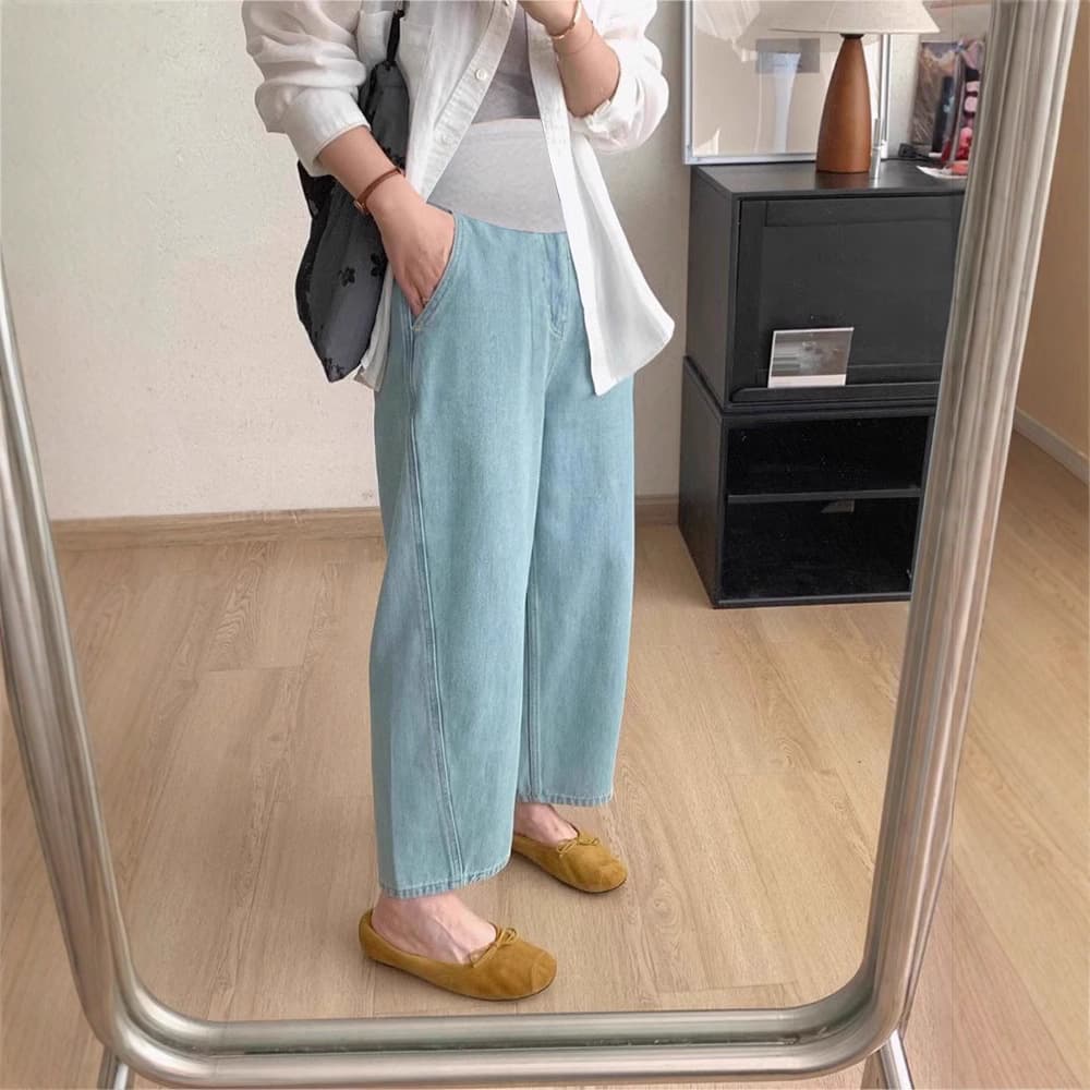 Maternity pants eight-point banana pants for women 2024 new summer thin large size slim jeans for small people 858