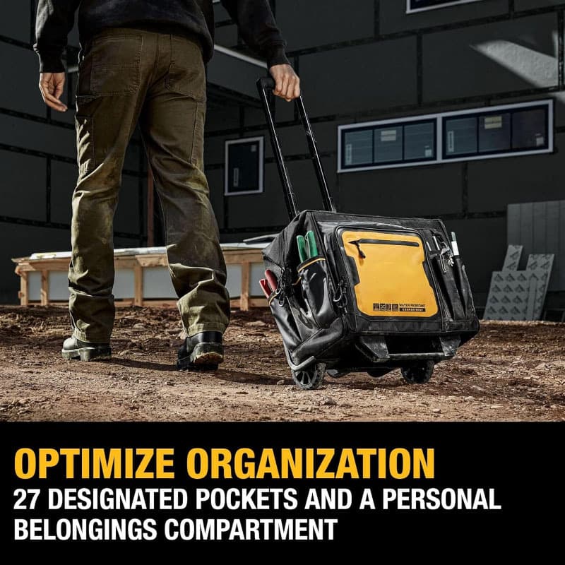 Rolling Tool Backpack with Multiple Pockets, Heavy Duty Retractable Handle, Large Storage Space